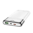 Univerzális hordozható, asztali akkumulátor töltő - HOCO J63 Power Bank - USB + Type-C + micro USB + PD + QC3.0 Wireless Charging - 10.000 mAh - fehér