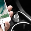 Apple iPhone Lightning szivargyújtós töltő adapter + lightning adatkábel - 5V/2,4A - HOCO Z27 Dual USB Car Charger + Cable - fehér