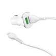 Apple iPhone Lightning szivargyújtós töltő adapter + lightning adatkábel - 5V/3,4A - HOCO Z31 QC3.0 - fehér