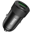 HOCO USB + Type-C szivargyújtós töltő adapter - 5V/4A - HOCO Z32B PD20W + QC3.0 Car Charger - fekete