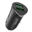HOCO 2xUSB szivargyújtós töltő adapter - 5V/3.0A - HOCO Z39 QC3.0 - fekete