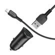 HOCO 2xUSB szivargyújtós töltő adapter + lightning adatkábel - 5V/3.0A - HOCO Z39 QC3.0 - fekete