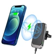 Qi vezeték nélküli, szellőzőrácsba illeszthető autós tartó/gyorstöltő MagSafe vezeték nélküli funkcióval rendelkező Apple készülékekhez - fekete