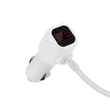HOCO 3x szivargyújtó töltő elosztó + 2x USB csatlakozó 55 cm-es vezetékkel, LED kijelzővel - 5V/2.1A - HOCO Z13 - fehér/ezüst