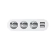 HOCO 3x szivargyújtó töltő elosztó + 2x USB csatlakozó 55 cm-es vezetékkel, LED kijelzővel - 5V/2.1A - HOCO Z13 - fehér/ezüst