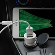Apple iPhone Lightning szivargyújtós töltő adapter + lightning adatkábel - 5V/2,4A - HOCO Z2A Dual USB Car Charger + Cable - fehér