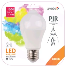 Avide Smart LED gömb (A60) 10W NW (4000K) PIR mozgásérzékelővel