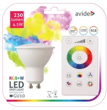 Avide Smart LED spot (GU10) 4,5W RGB+W (2700K) IR távirányítóval