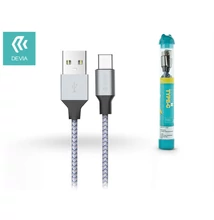 Devia USB - USB Type-C töltő- és adatkábel 1 m-es vezetékkel - Devia Tube for Type-C USB 2.4A - silver/blue