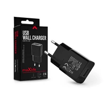 Maxlife USB hálózati töltő adapter - Maxlife MXTC-01 USB Wall Fast Charger - 5V/2,1A - fekete