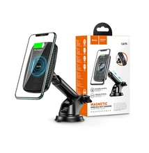 HOCO szellőzőrácsba illeszthető / műszerfalra ragasztható vezeték nélküli autós töltő/tartó - 5V/2A - HOCO CA75 Magnetic Wireless Fast Charging - fekete