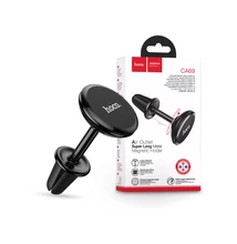 Univerzális szellőzőrácsba illeszthető mágneses PDA/GSM autós tartó - HOCO CA69 Air Outlet Super Long Metal Magnetic Car Holder - fekete