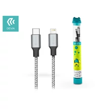 Devia Type-C - Lightning töltő- és adatkábel 1 m-es vezetékkel - Devia Tube Type-C to Lightning Quick Charge - 3A - silver/black