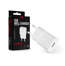 Maxlife USB hálózati töltő adapter - Maxlife MXTC-01 USB Wall Fast Charger - 5V/2,1A - fehér