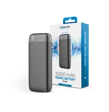 Univerzális hordozható, asztali akkumulátor töltő - Forever TB-100M Power Bank - USB+Type-C+MicroUSB - 10.000 mAh - fekete