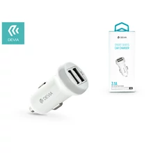 Devia Smart Dual USB szivargyújtós töltő adapter - Devia Smart Series Car Charger - 5V/3,1A - white