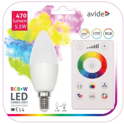 Avide Smart LED gyertya 5,5W RGB+W (2700K) IR távirányítóval