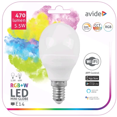 Avide Smart LED mini gömb 5,5W RGB+W WIFI APP control