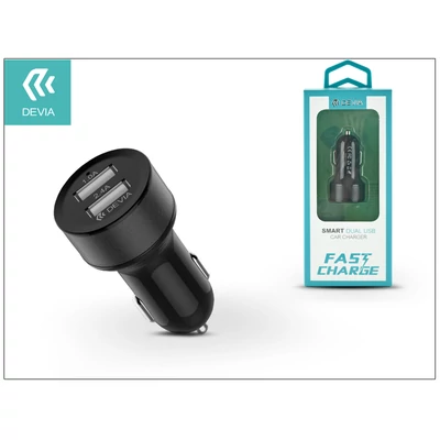 Devia Smart Dual USB szivargyújtós töltő adapter - Devia Smart Dual USB Fast Charge - 5V/2,4A - black