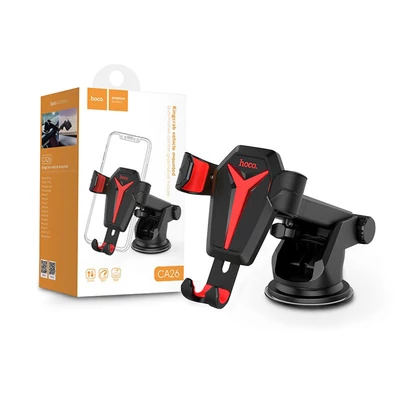 Univerzális műszerfalra/szélvédőre helyezhető PDA/GSM autós tartó - HOCO CA26 Kingcrab Vehicle Mounted - fekete/piros