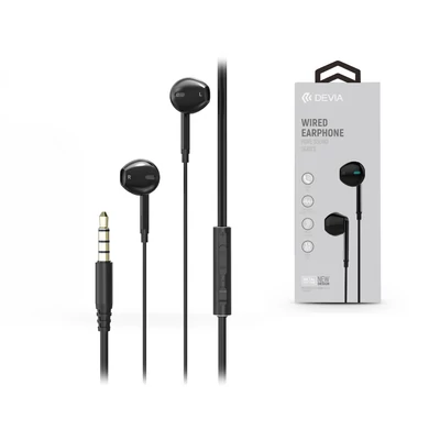 Devia univerzális sztereó felvevős fülhallgató - 3,5 mm jack - Devia Pure Sound Series Stereo Wired Earphone - black