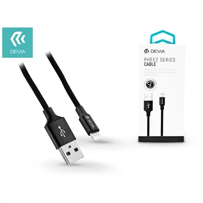 Apple iPhone 5/5S/5C/SE/iPad 4/iPad Mini USB töltő- és adatkábel - 1 m-es vezetékkel - Devia Pheez Lightning USB 2.4A - black
