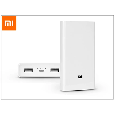 Univerzális hordozható, asztali akkumulátor töltő - Xiaomi Mi Power Bank 2C QC3.0 - 20.000 mAh - fehér