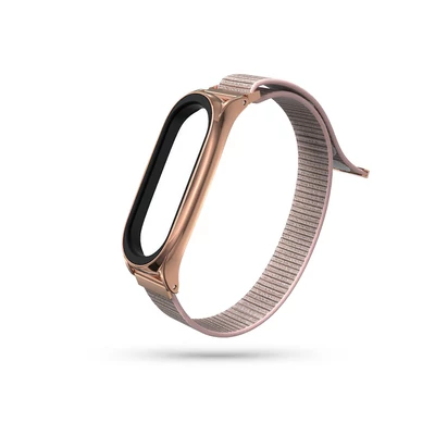 Xiaomi Mi Smart Band 5/Mi Smart Band 6 aktivitásmérőhöz csuklópánt - Nylon - rose gold