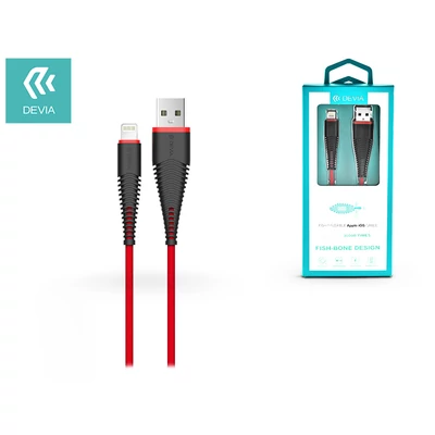 Apple iPhone Lightning USB töltő- és adatkábel 1,5 m-es vezetékkel - Devia Fish1 Flexible Lightning USB 2.4 - red