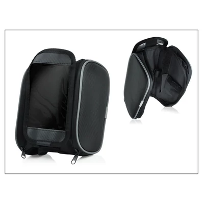 Univerzális kerékpárra szerelhető telefontartó 2x táska max.4,8" méretű készülékekhez - fekete