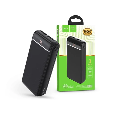Univerzális hordozható, asztali akkumulátor töltő - HOCO J59A Power Bank - 2xUSB + Type-C + micro USB + Lightning - 20.000 mAh - fekete