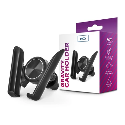 Setty univerzális szellőzőrácsba illeszthető autós tartó - Setty 98225 Gravity Car Holder - fekete