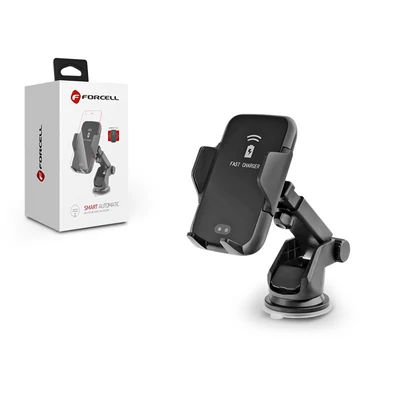 Univerzális Qi vezeték nélküli autós tartó/gyorstöltő - Forcell Smart Automatic - fekete - Qi szabványos 