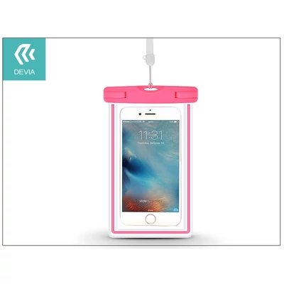 Univerzális vízálló védőtok max. 5,5" méretű készülékekhez - Devia Ranger Fluorescence Waterproof Bag - pink