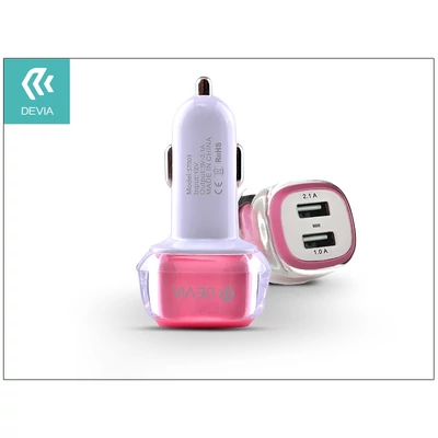 Devia Dual USB szivargyújtós töltő adapter - 5V/3,1A - pink/white