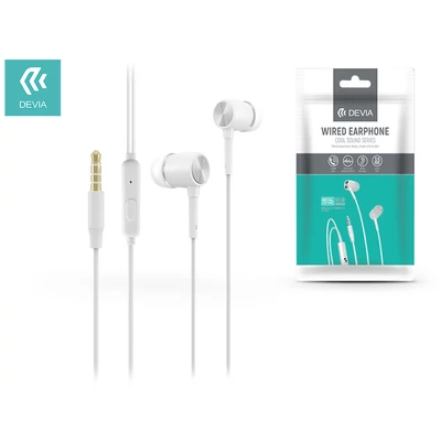 Devia univerzális sztereó felvevős fülhallgató - 3,5 mm jack - Devia Cool Sound Series Wired Earphone - white