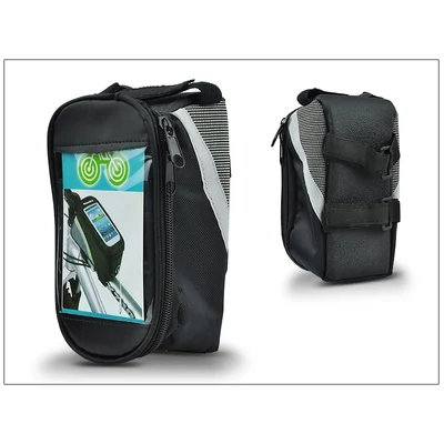 Univerzális kerékpárra szerelhető telefontartó táska max.4,8" méretű készülékekhez - fekete