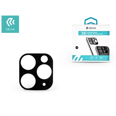 Hátsó kameravédő borító + lencsevédő edzett üveg - Apple iPhone 11 Pro - Devia Glimmer Series 3D Camera Tempered Glass - black