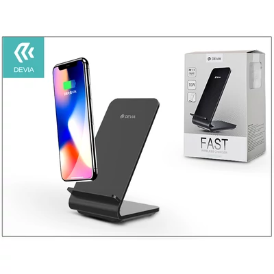 Devia Qi univerzális vezeték nélküli töltő állomás - 5V/2A - Devia Pioneer Fast Wireless Charger Stand - black - Qi szabványos