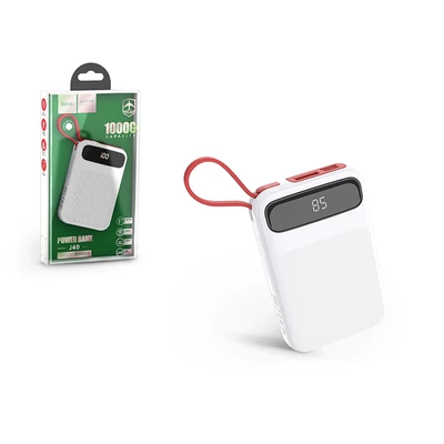 Univerzális hordozható, asztali akkumulátor töltő - HOCO J40 Type-C Power Bank - USB+microUSB+Type-C - 10.000 mAh - fehér