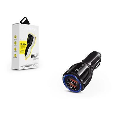 Smart Dual USB szivargyújtós töltő adapter - 5V/3,1A/9V/2A/12V/1,6A - Smart QC3.0 Car Charger - Qualcomm Quick Charge 3.0 - black