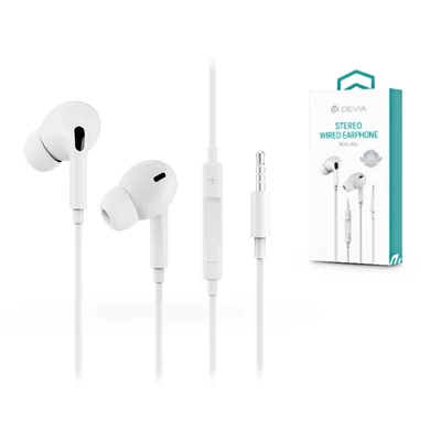 Devia univerzális sztereó felvevős fülhallgató - 3,5 mm jack - Devia Smart Series Stereo Wired Earphone - white