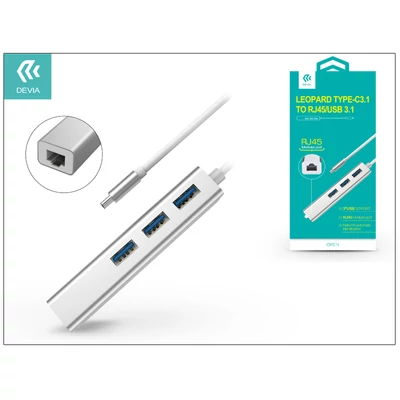 Devia Leopard Type C 3.1 - RJ45 és USB 3.1 Hub - silver
