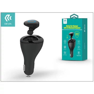 Devia Vortex Bluetooth headset v4.0 + szivargyújtó töltő adapter/tartó 2in1 - MultiPoint - Music Streaming - black