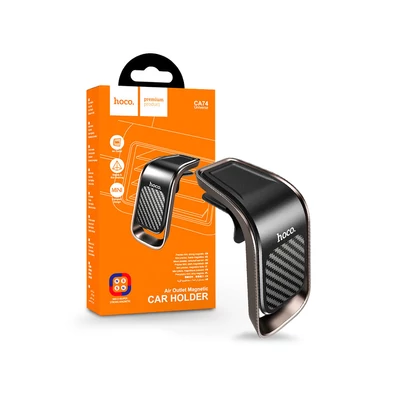Univerzális szellőzőrácsba illeszthető mágneses PDA/GSM autós tartó - HOCO CA74 Universe Air Outlet Magnetic Car Holder - fekete/szürke