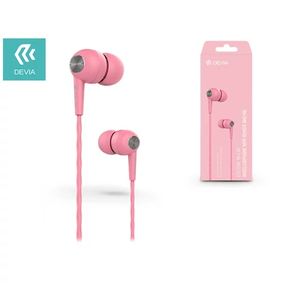 Devia univerzális sztereó felvevős fülhallgató - 3,5 mm jack - Devia Kintone In-Ear Wired Earphones - pink