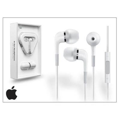 Apple iPhone 3G/3GS/4/4S/5 eredeti távirányítós, sztereó headset mikrofonnal - fehér - MA850G/B