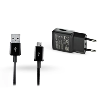Samsung gyári USB hálózati töltő adapter + micro USB adatkábel - 5V/2A - EP-TA200EBE + ECB-DU5ABE black (ECO csomaglás)