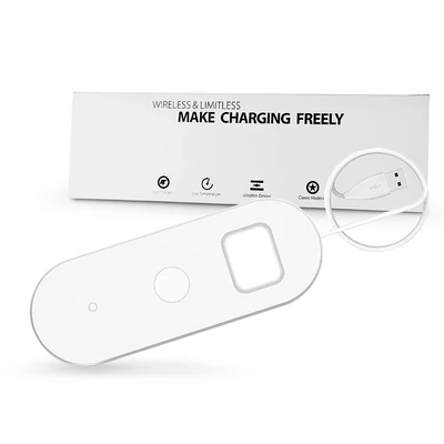 Extreme Qi univerzális vezeték nélküli töltő állomás - 15W - Extreme WR-13 Wireless Charger 3in1 - Qi eszköz/Apple iWatch/TWS Airpods - fehér