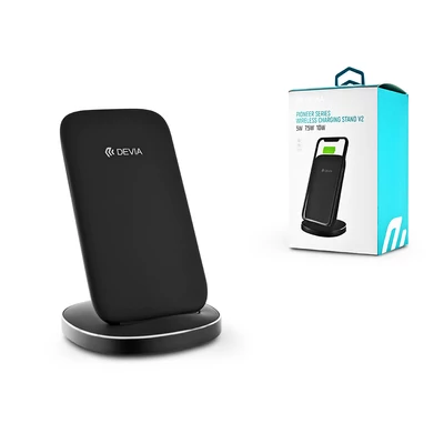Devia Qi univerzális vezeték nélküli töltő állomás - 5W/7.5W/10W - Devia Pioneer Series Wireless Charger Stand V2 - black - Qi szabványos